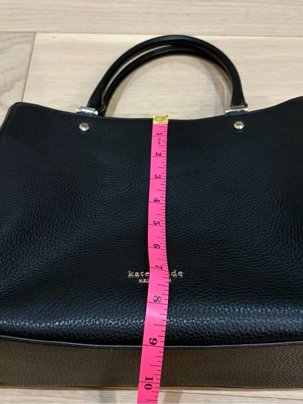 kate spade New York Black Leather pebbled Tote bag with cross body strap